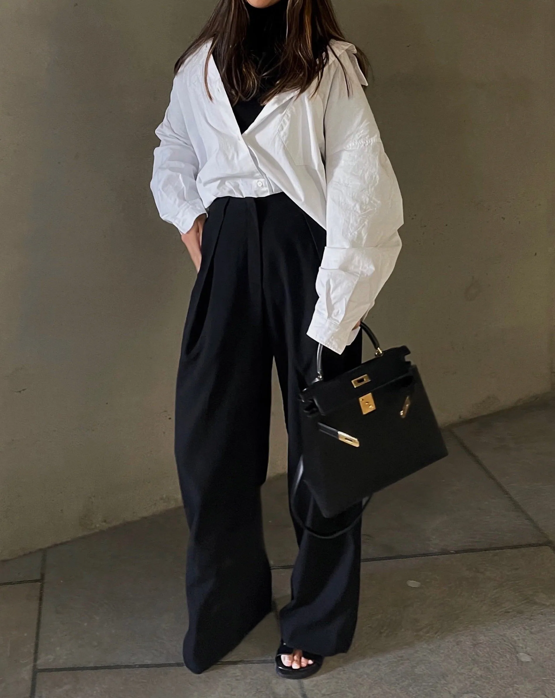 Pleated Wide Leg Pants in Black