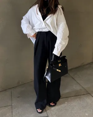 Pleated Wide Leg Pants in Black