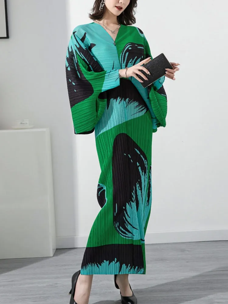 Pleated Zebra Printed Dress