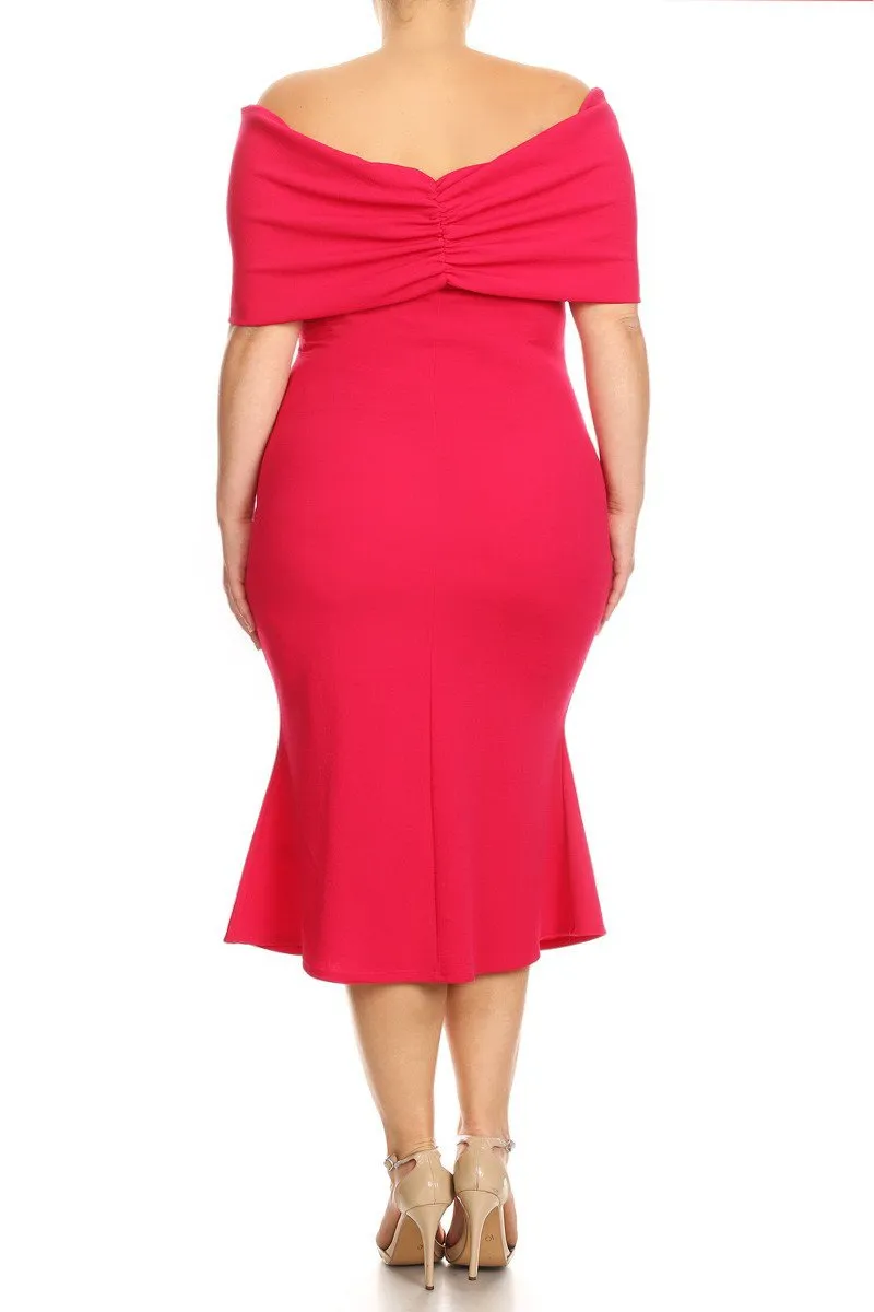 Plus Size Bow Detailed Mermaid Silhouette Dress