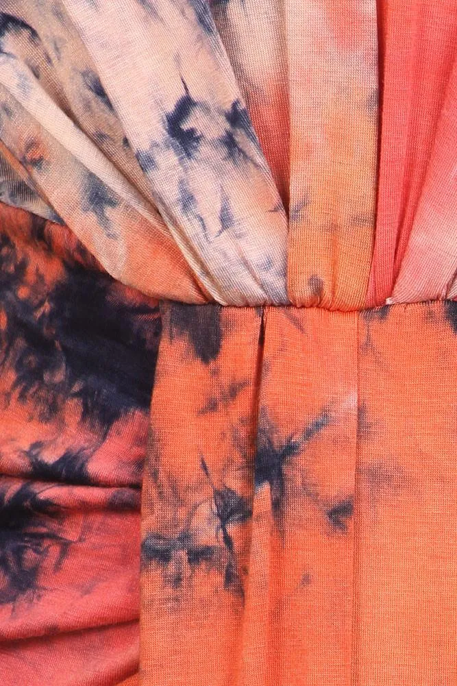 Plus Size Dancing On Clouds Tie Dye Orange Maxi Dress