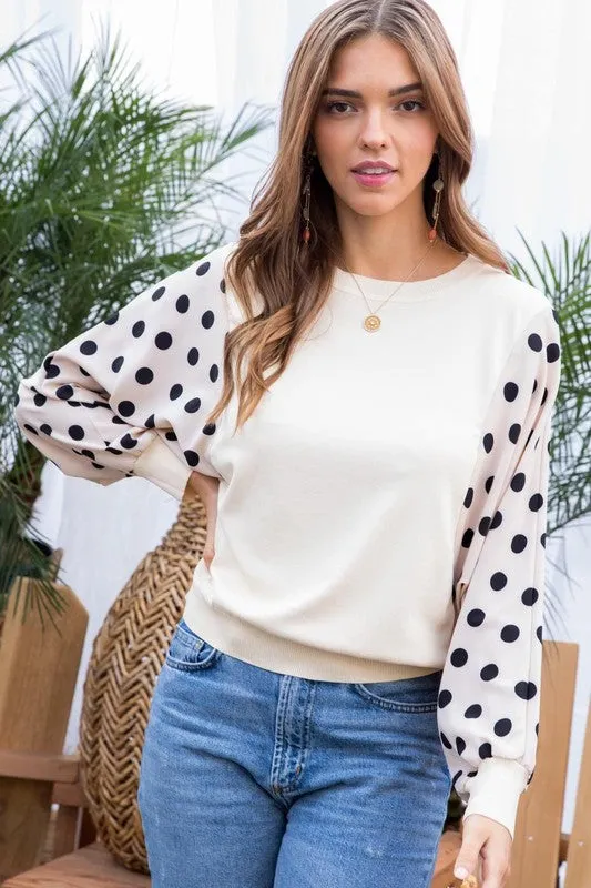 Polka Dot Bubble Sleeve Top