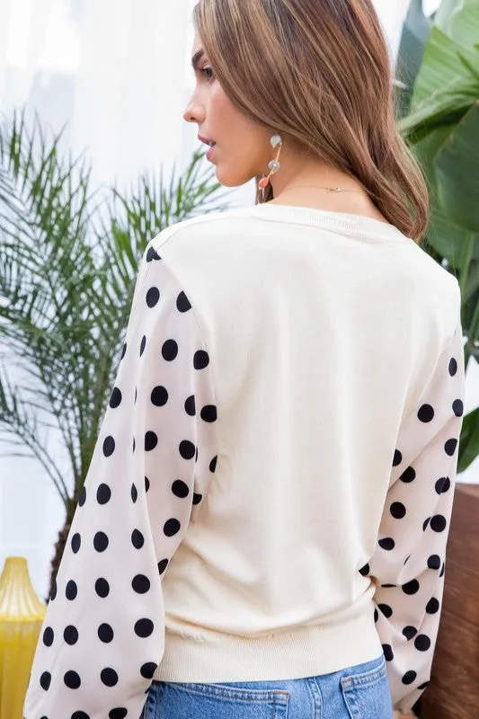 Polka Dot Bubble Sleeve Top