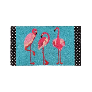 Polka Dot Flamingos Coir Mat,2rm1086