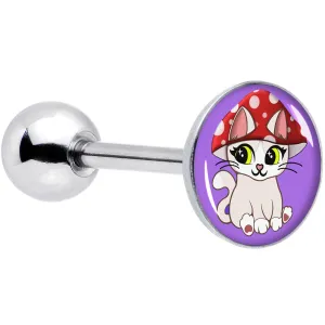 Polka Dot Mushroom Hat Cat Barbell Tongue Ring