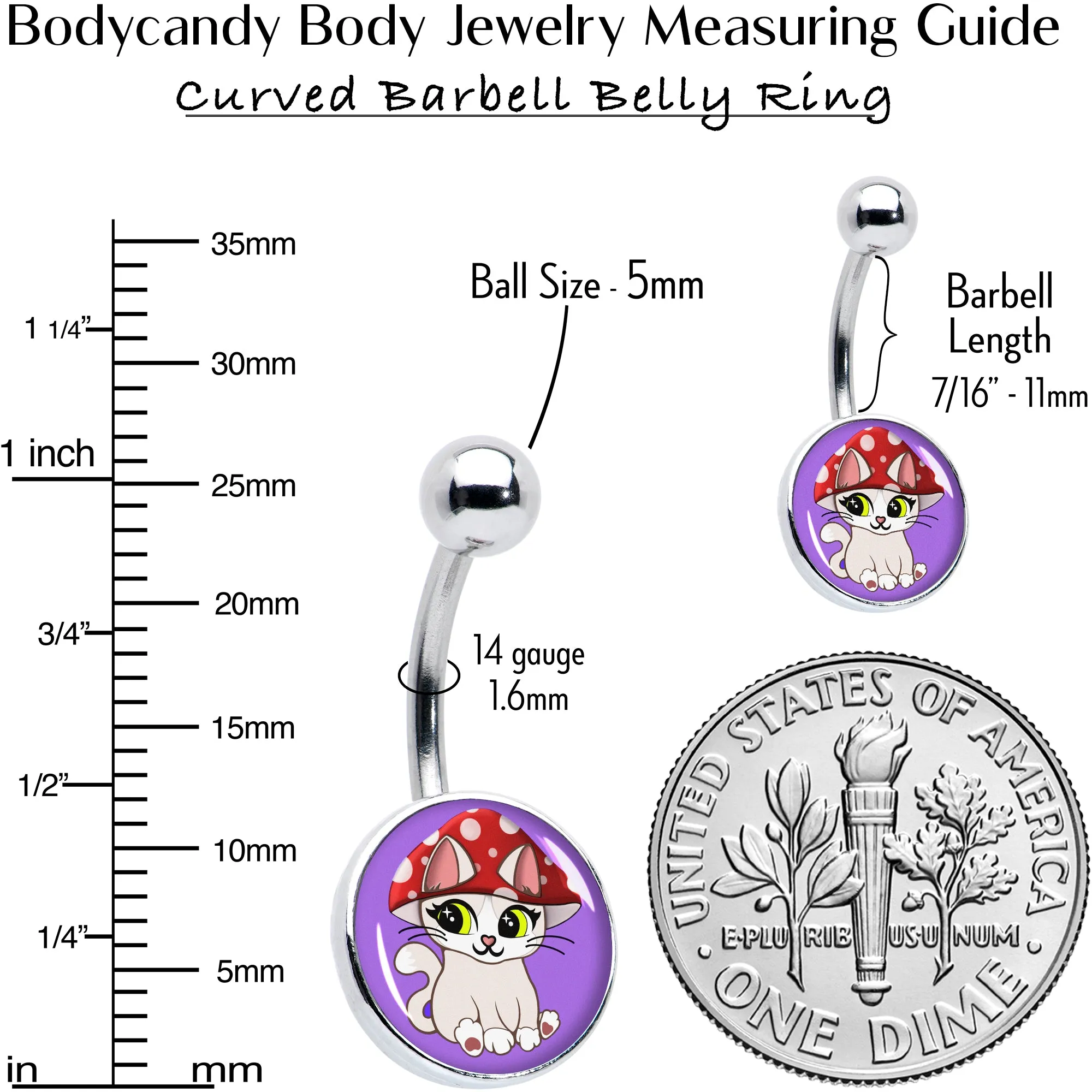 Polka Dot Mushroom Hat Cat Belly Ring