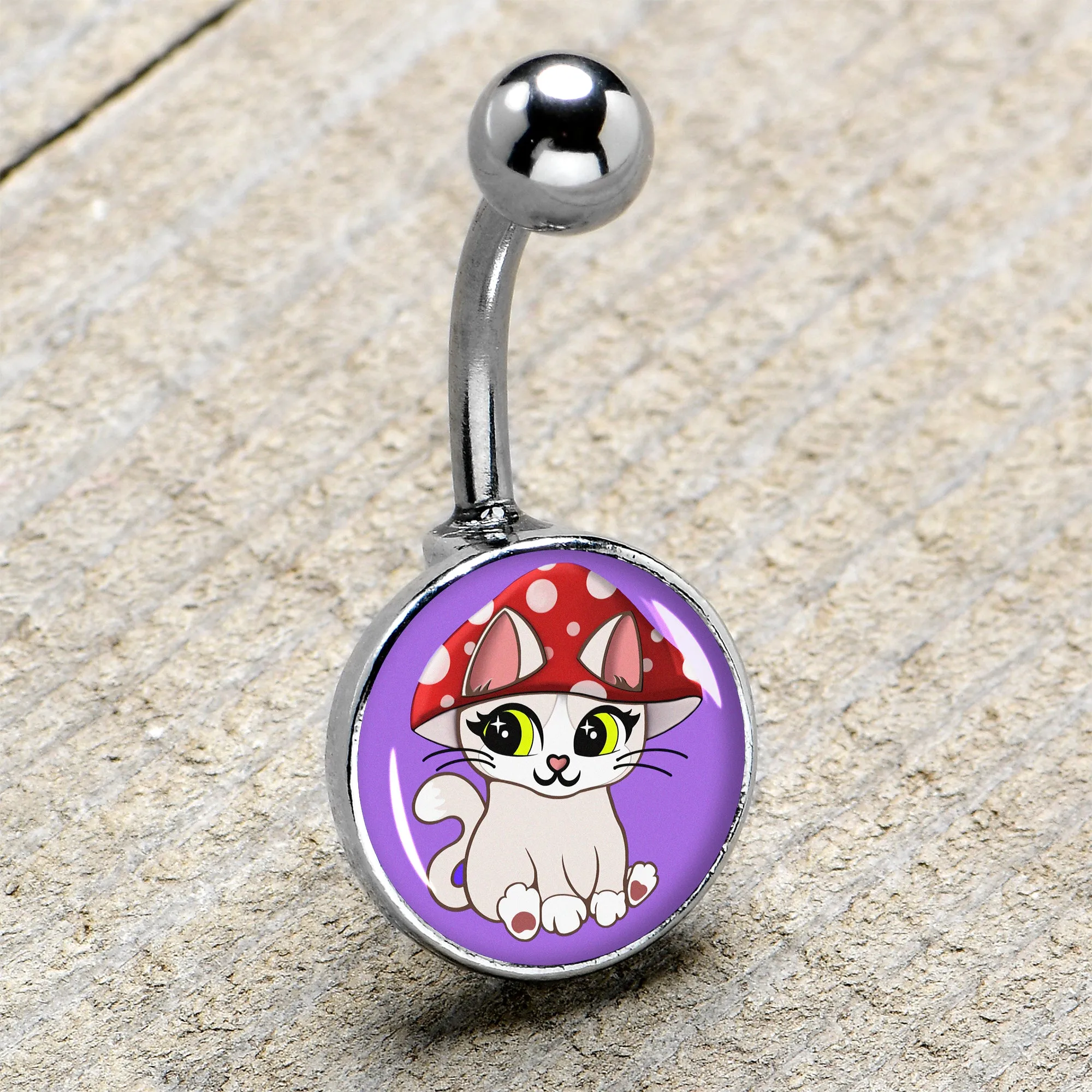 Polka Dot Mushroom Hat Cat Belly Ring