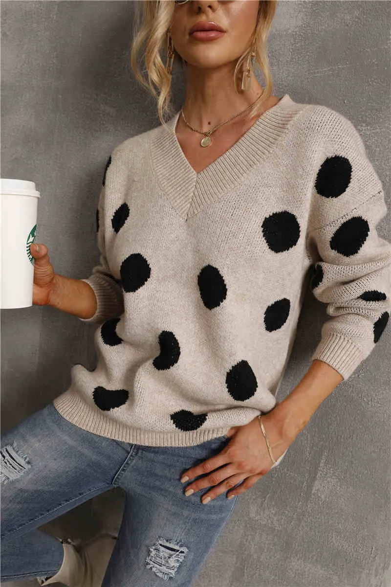 Polka Dot V Neck Sweater