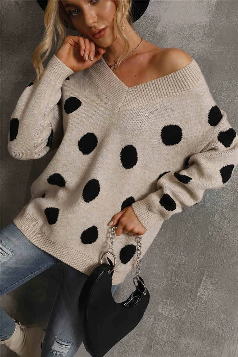 Polka Dot V Neck Sweater