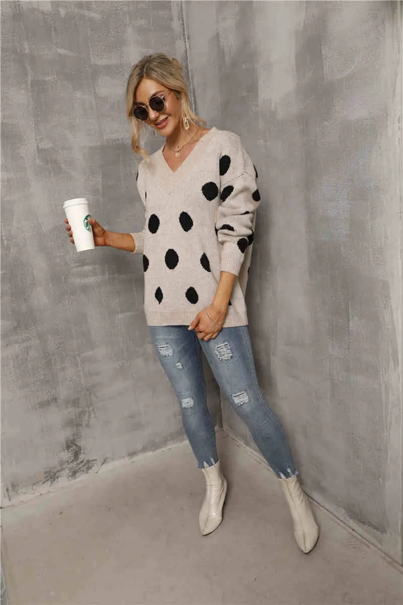 Polka Dot V Neck Sweater