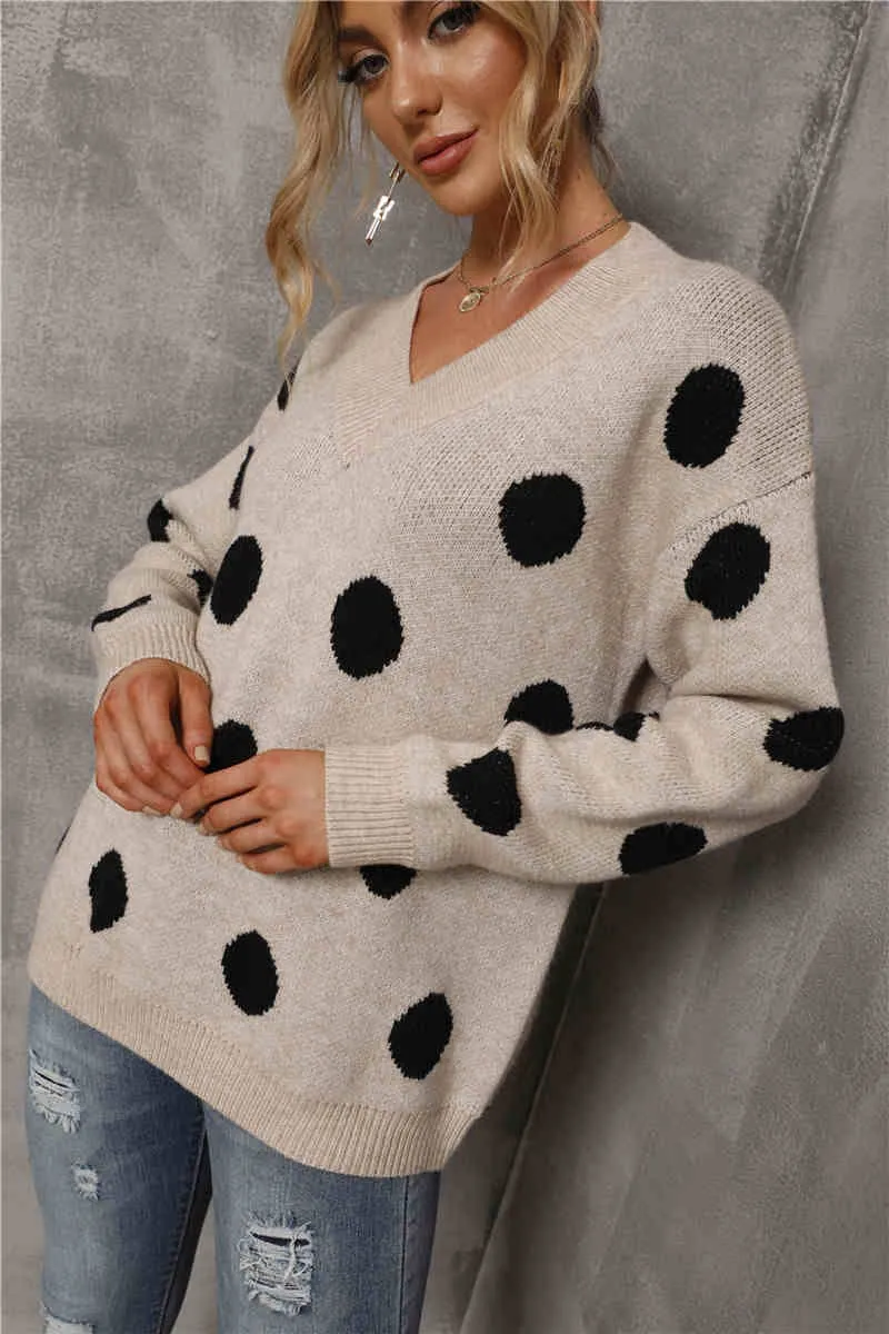 Polka Dot V Neck Sweater
