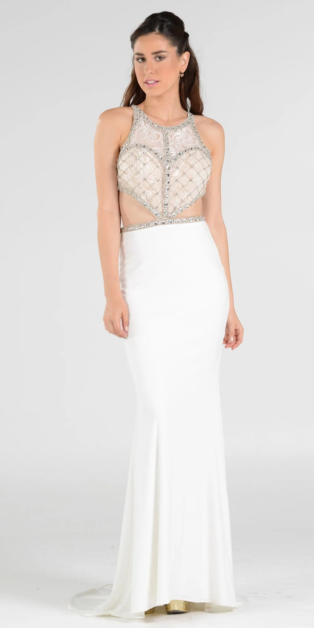Poly USA 7528 Long Dress with Cut-Out Bodice Open Back