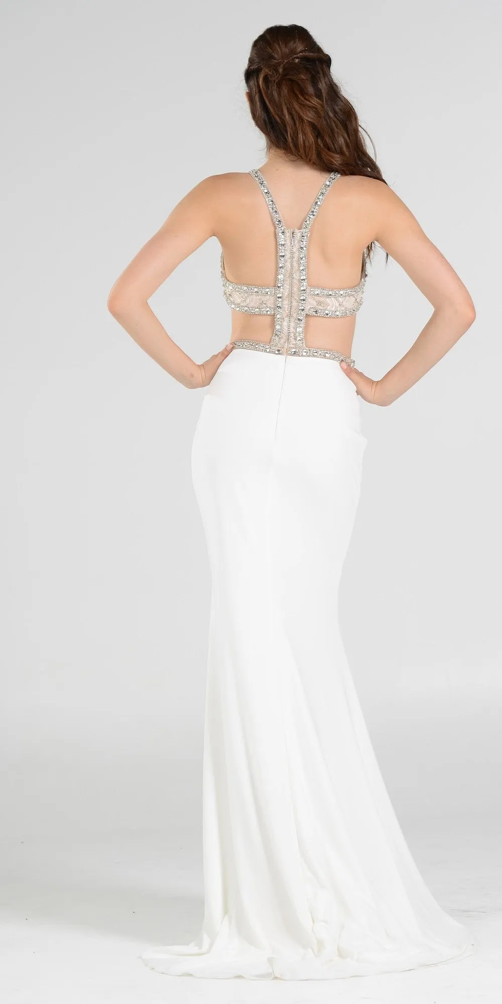 Poly USA 7528 Long Dress with Cut-Out Bodice Open Back