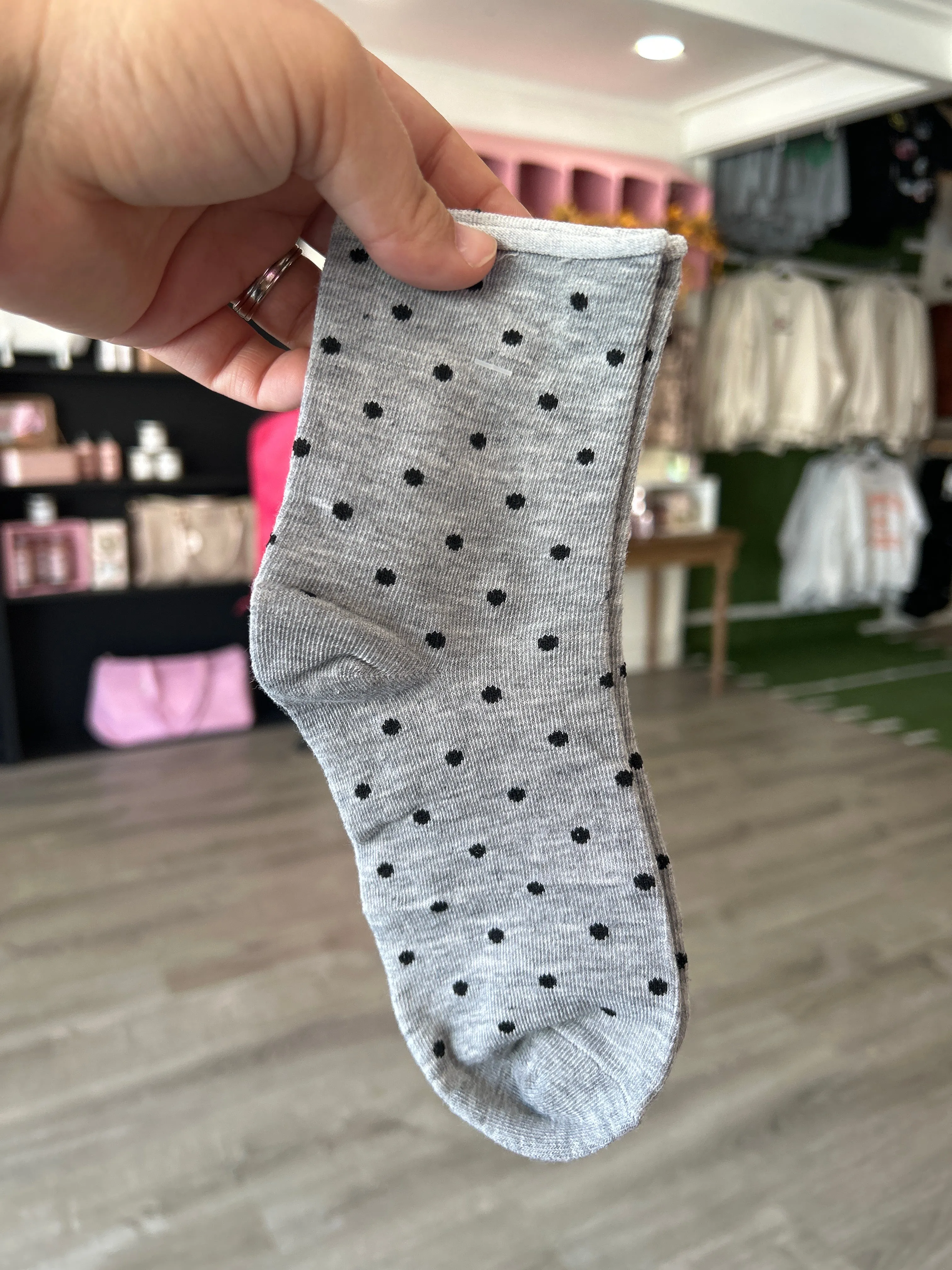 Precious Polka Dot Sock - Grey