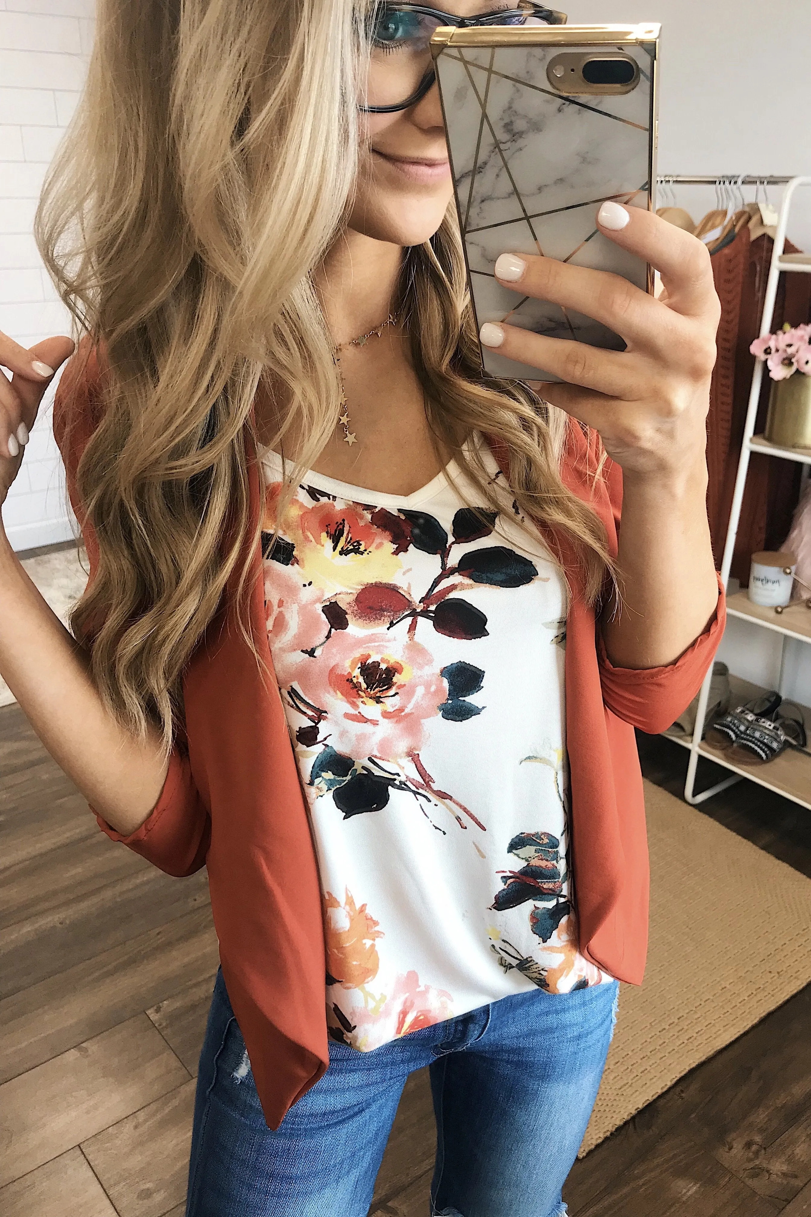 Pretty & Professional Blazer- Burnt Orange