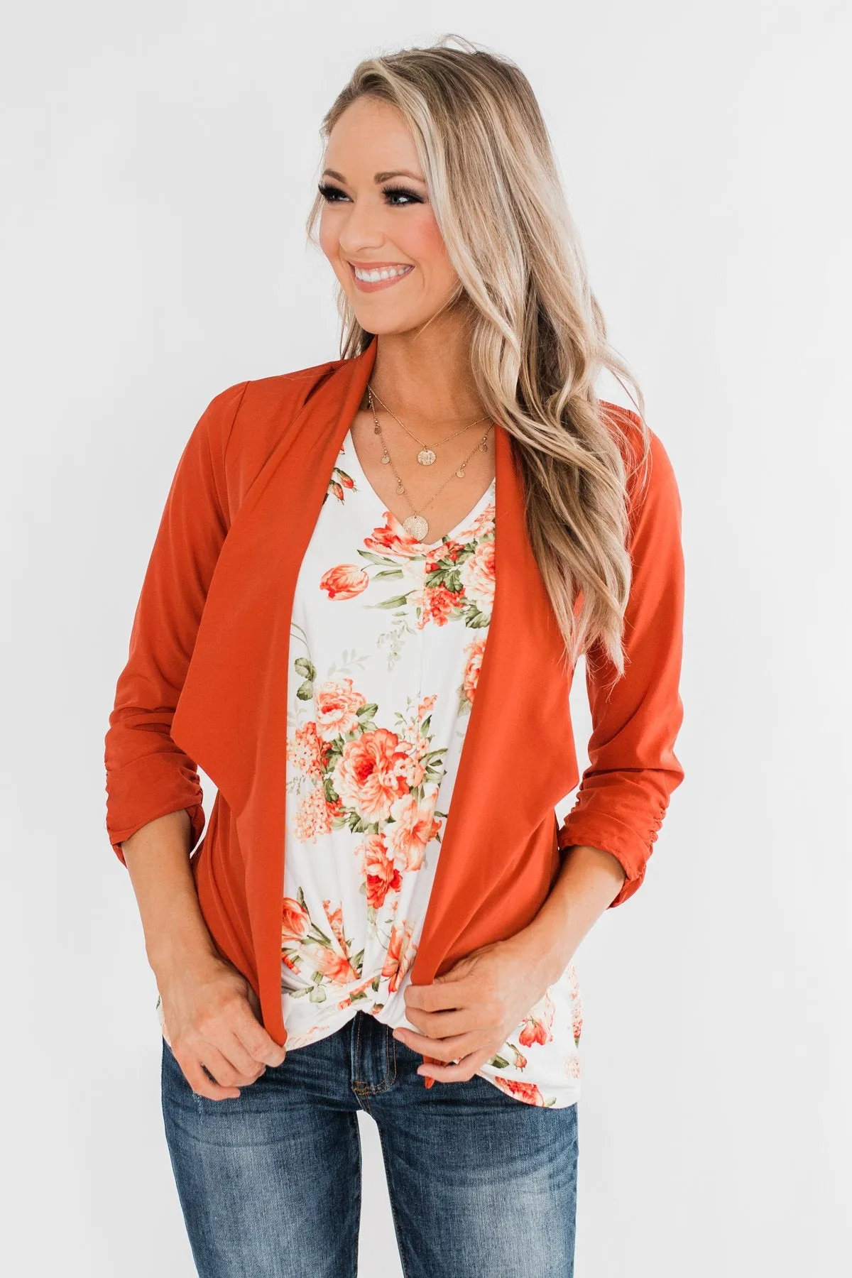 Pretty & Professional Blazer- Burnt Orange