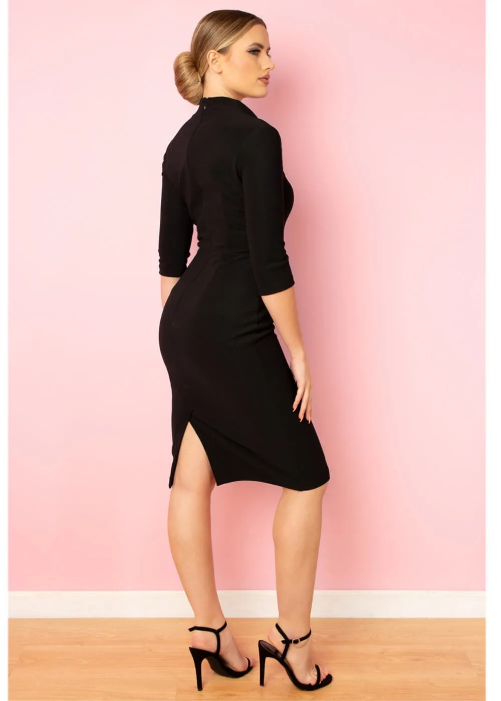 Pretty Dress Company Riley 50's Pencil Dress Black