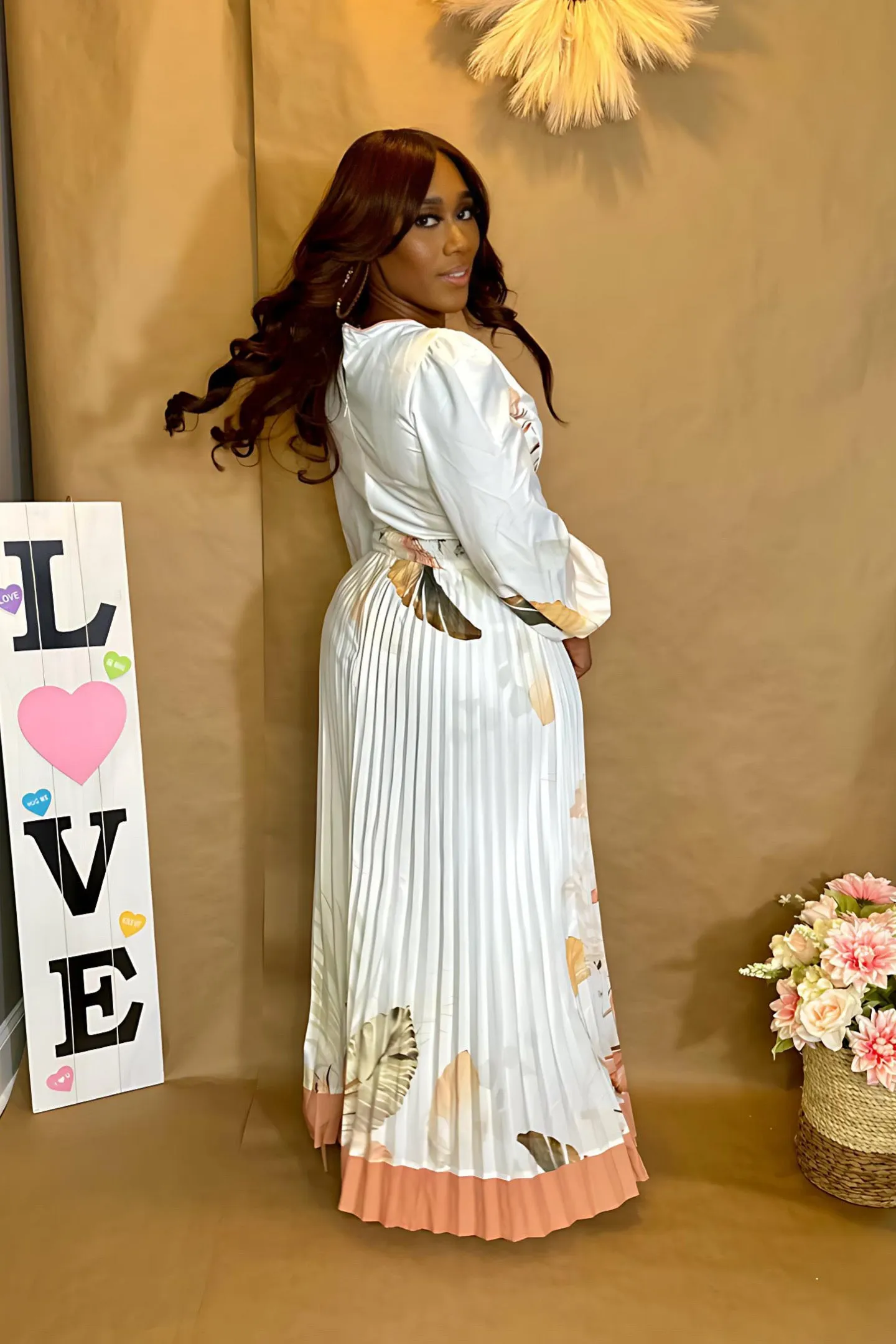 PRINTED PLEATED MAXI