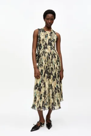 Printed Pleats Smock Midi Straps Dress | Afterglow