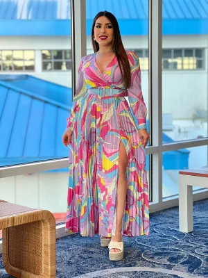 Printed Surplice Maxi Dress