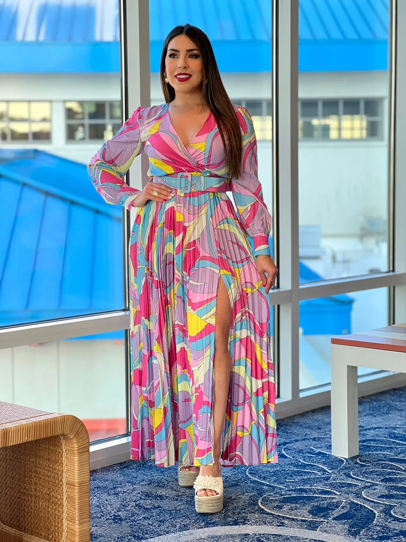 Printed Surplice Maxi Dress