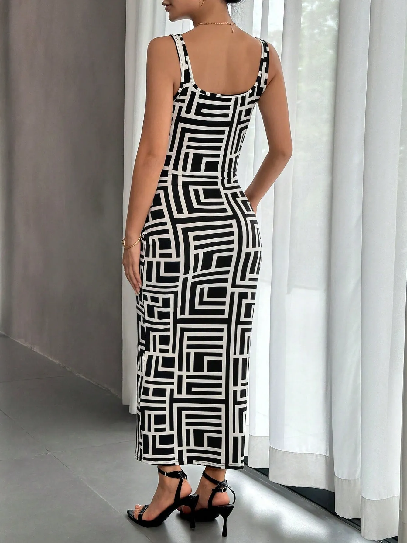 Privé Allover Geo Print Tank Bodycon Dress