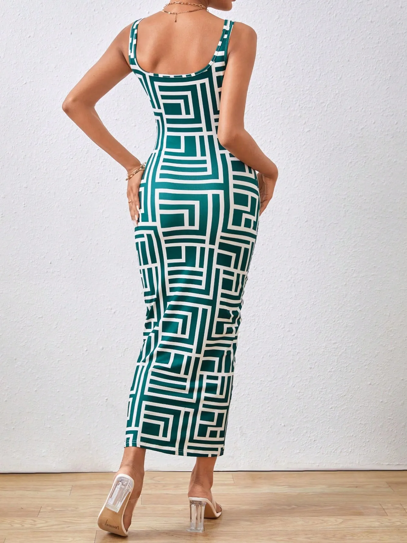 Privé Allover Geo Print Tank Bodycon Dress