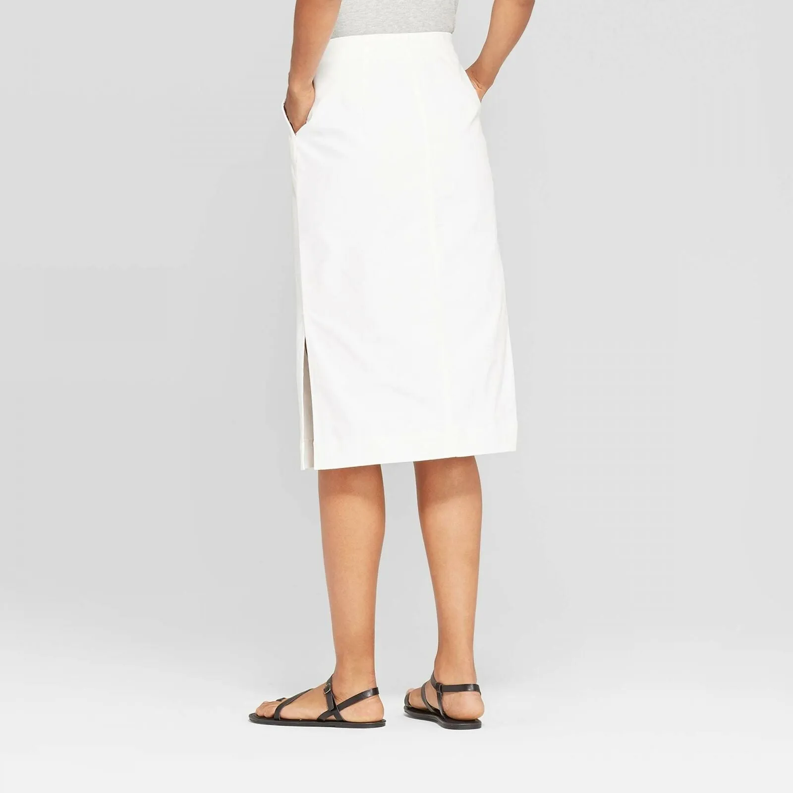 Prologue Women's Mid-Rise Midi Twill Pencil Skirt