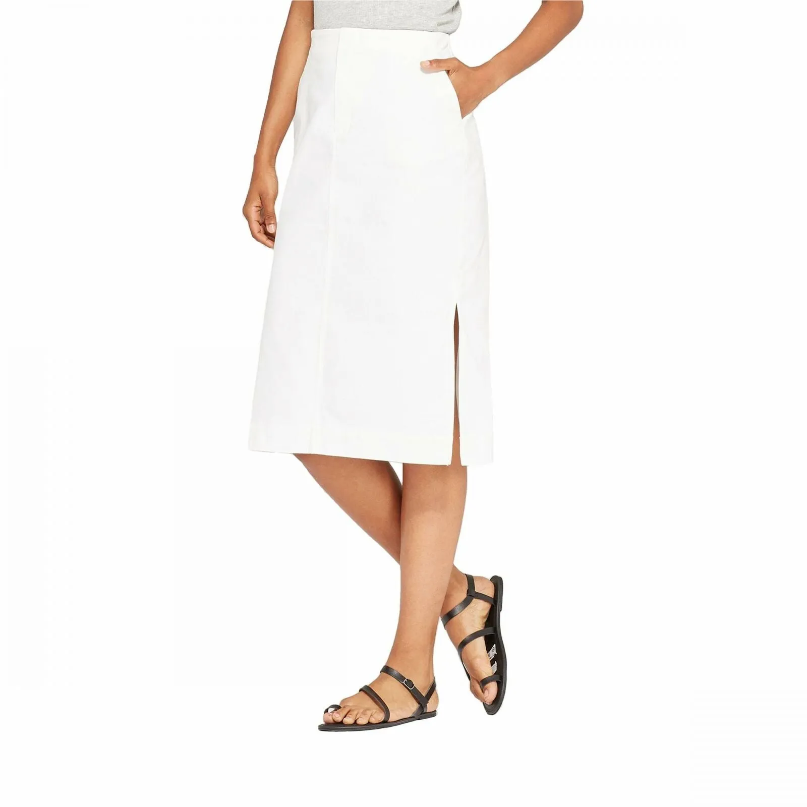 Prologue Women's Mid-Rise Midi Twill Pencil Skirt