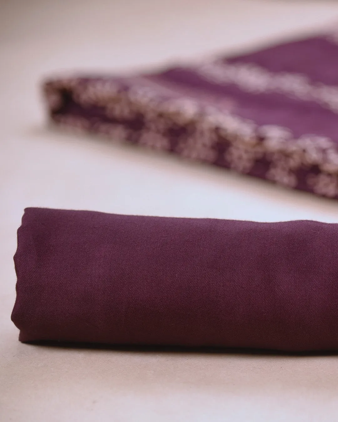 Purple Muslin Blend Printed With Embroidery Unstitched Suit Fabric Set With Chanderi Printed Dupatta