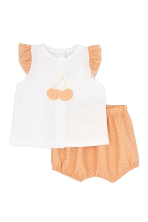 "Dorothea" Apricot Polka Dot Top & Bloomers