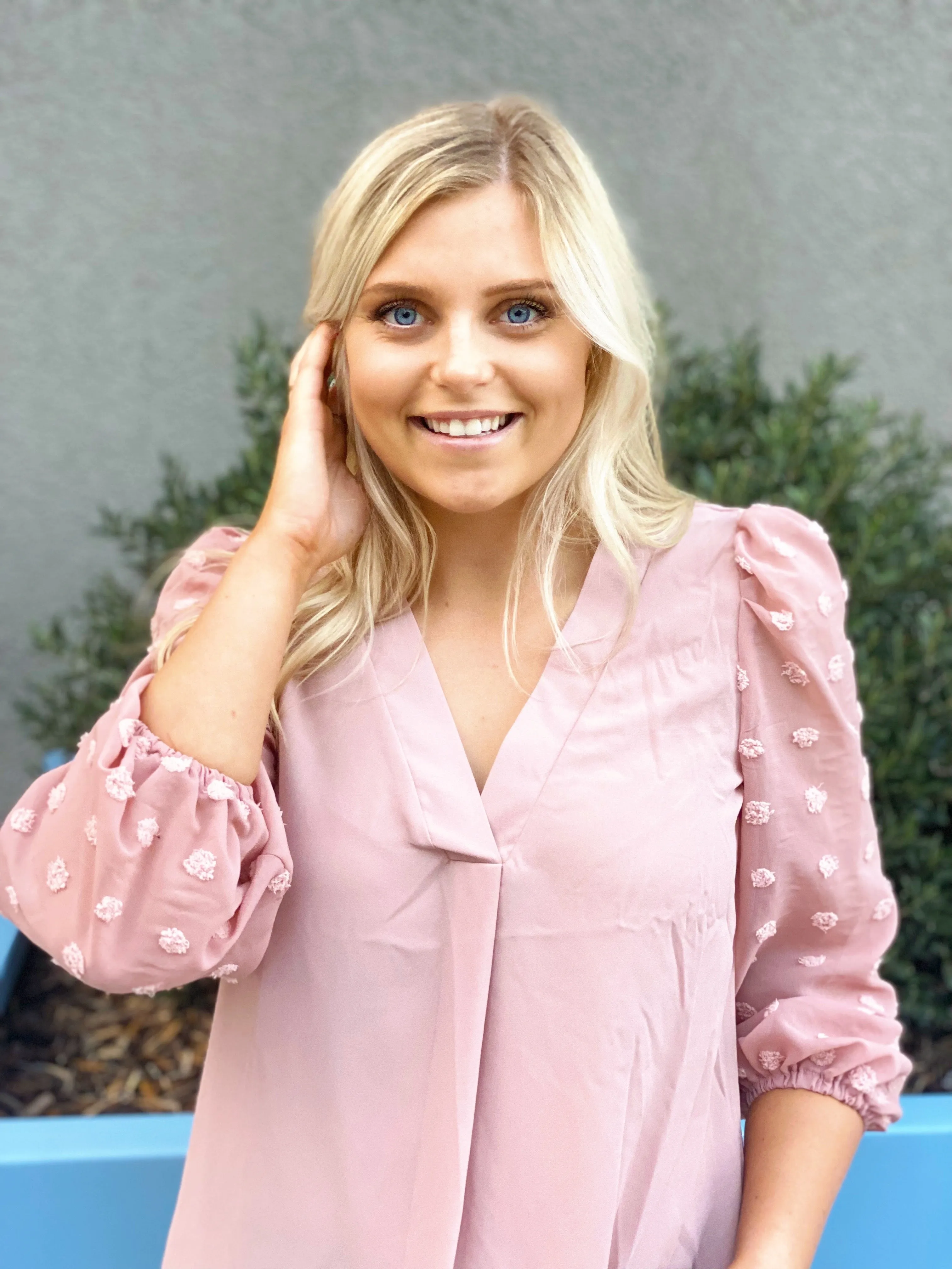 READY FOR ANYTHING POLKA DOT SLEEVE TOP