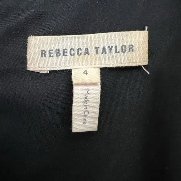 Rebecca Taylor Women's 4 Black and White Knee Length Pencil Dress with Pockets