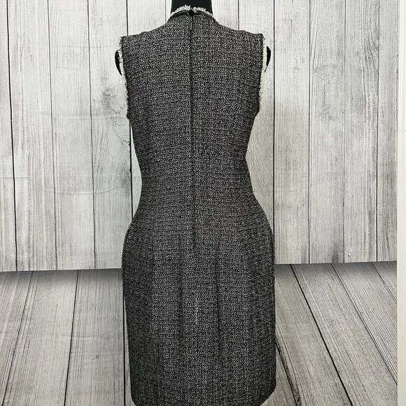 Rebecca Taylor Women's 4 Black and White Knee Length Pencil Dress with Pockets