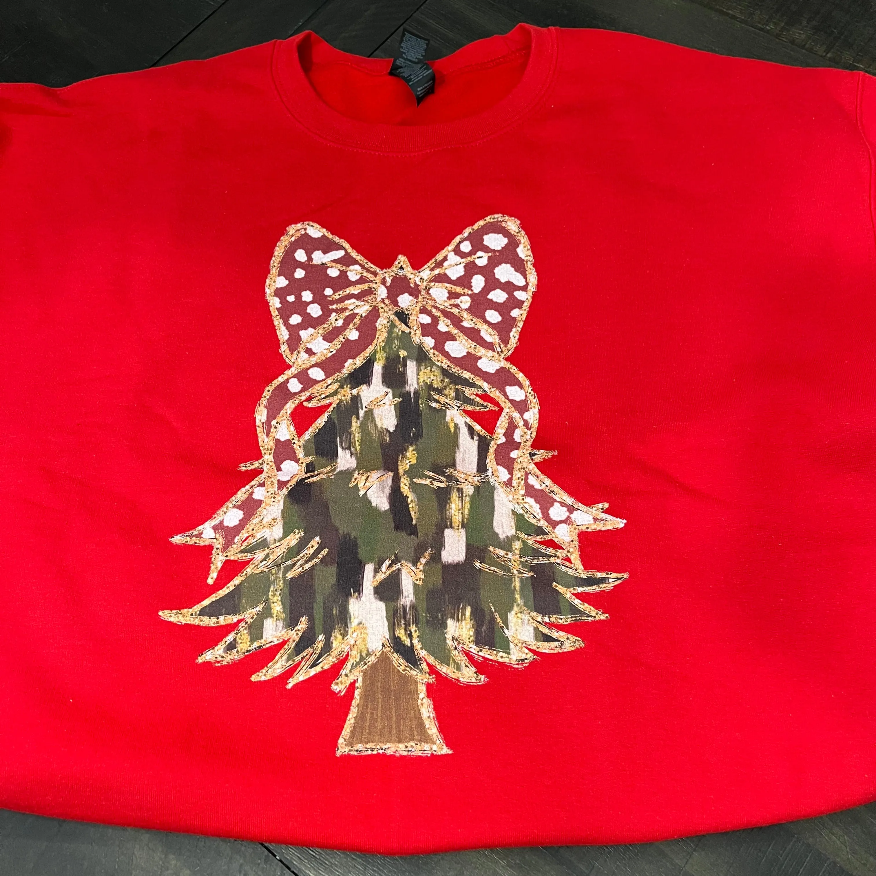 Red Christmas Tree Bow Sweatshirt