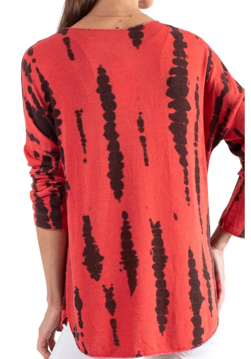 Red knit top