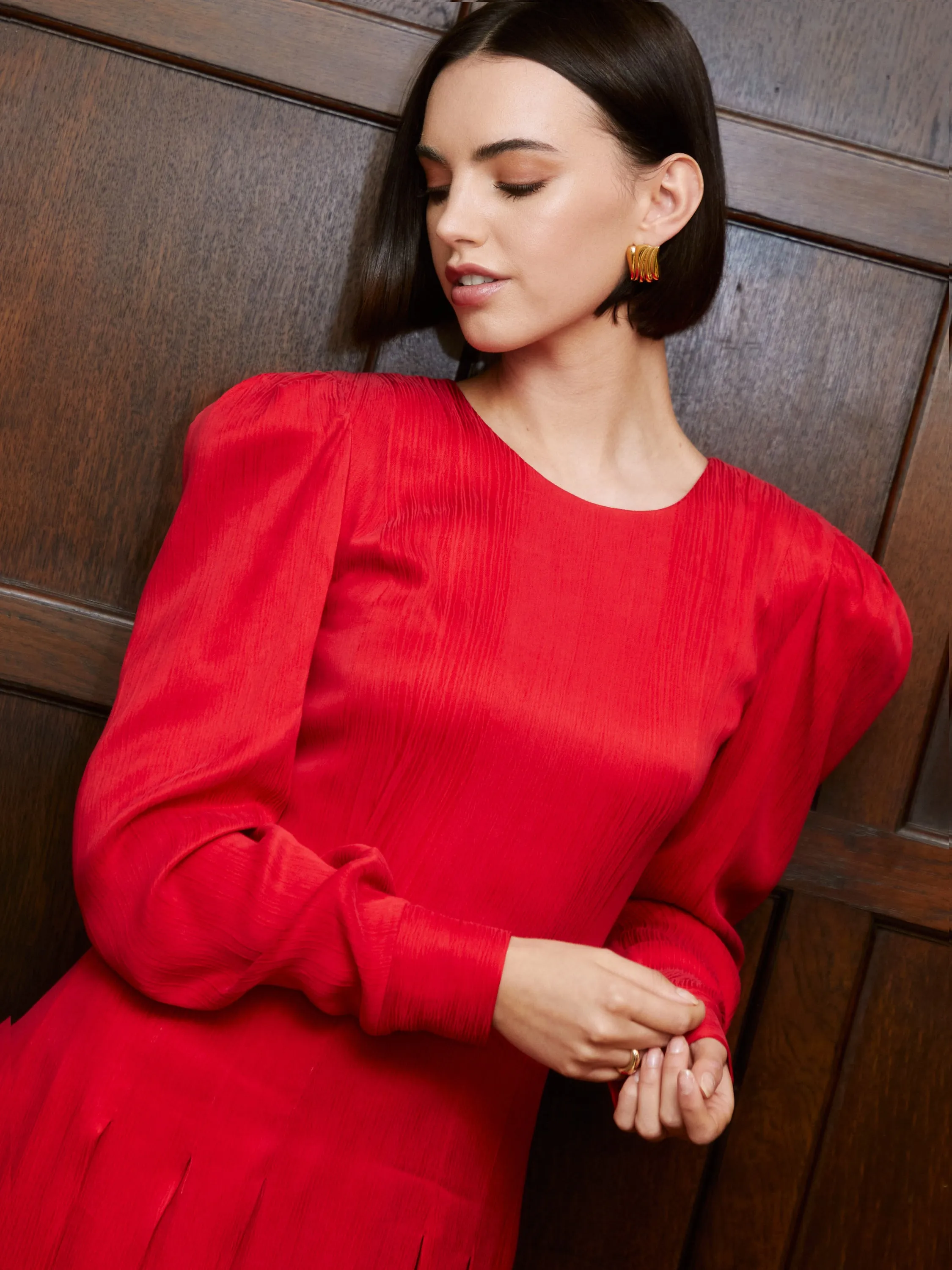 Red Pleated Dress