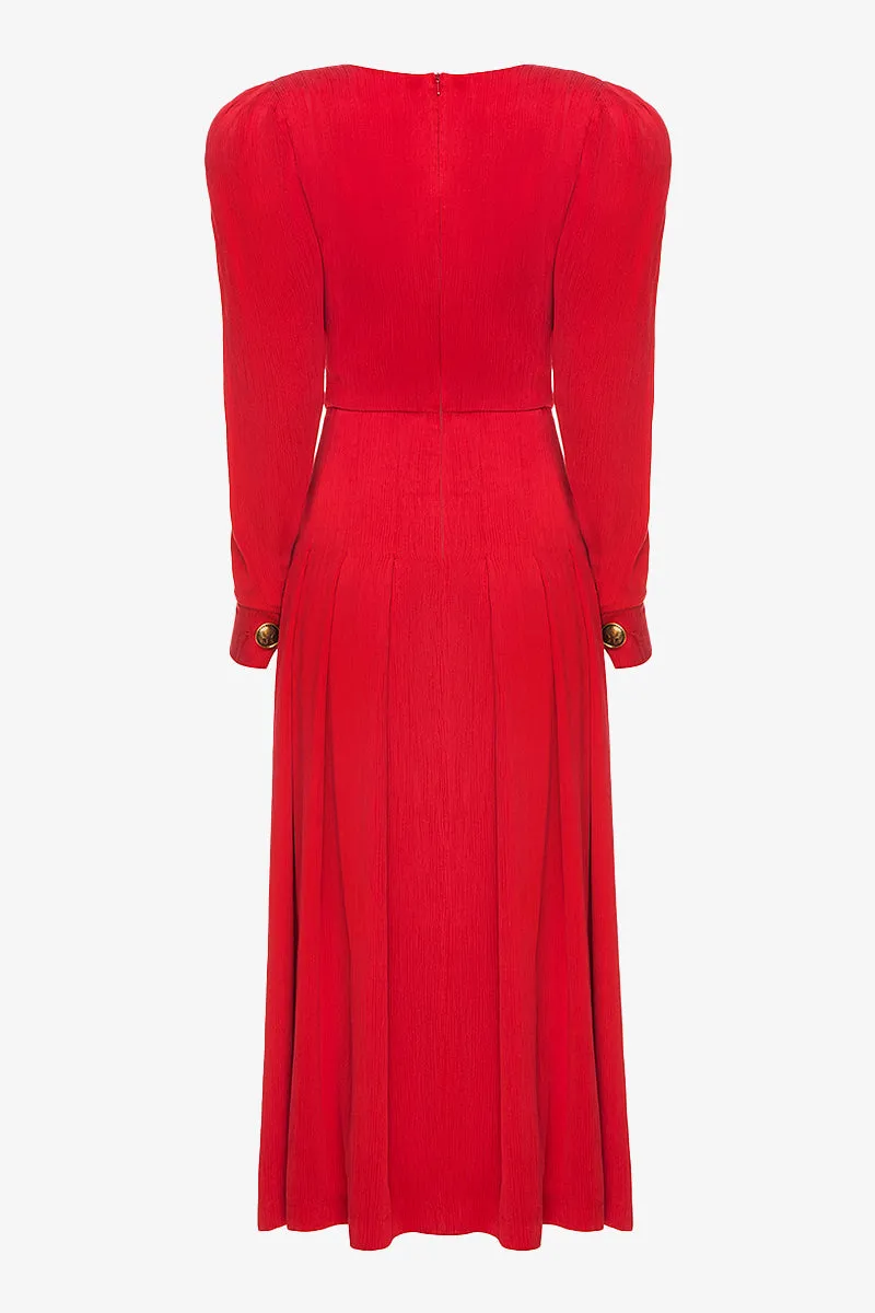 Red Pleated Dress