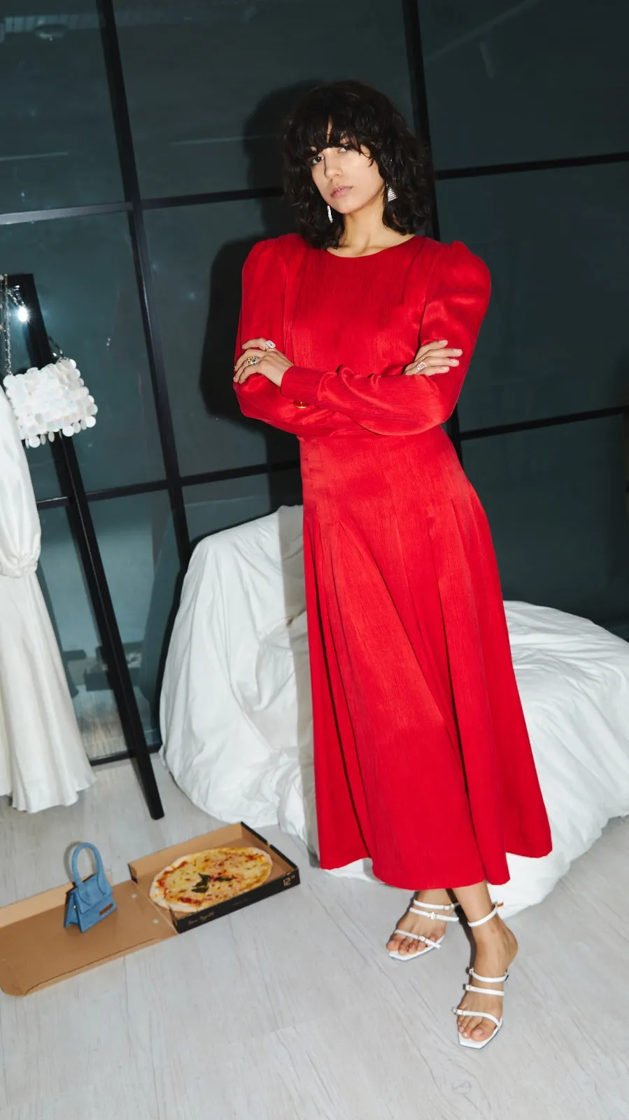 Red Pleated Dress