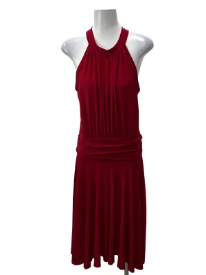 Red Roundneck Sleeveless Pleated Maxi Dress