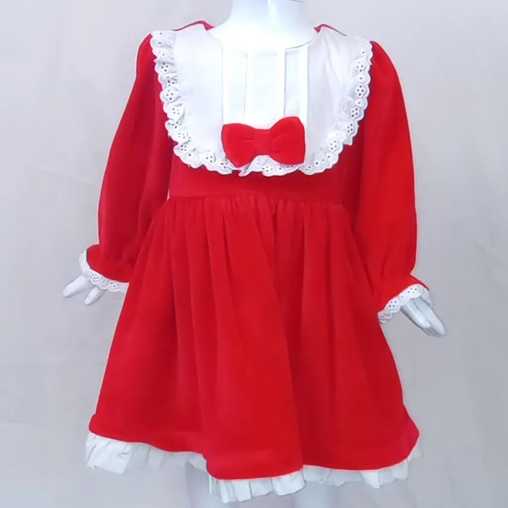 Red Velour Bib Dress and Headband Set