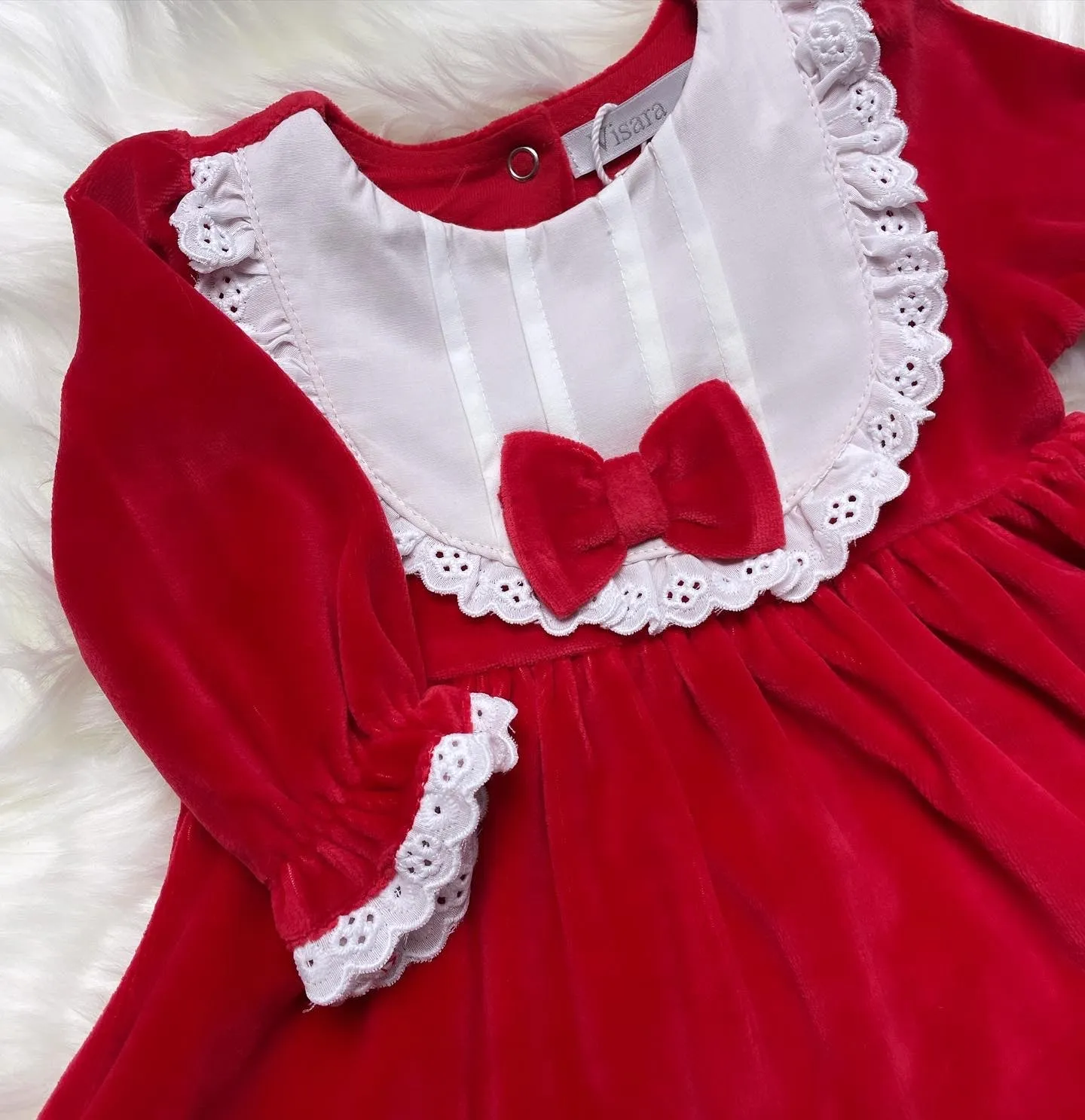 Red Velour Bib Dress and Headband Set