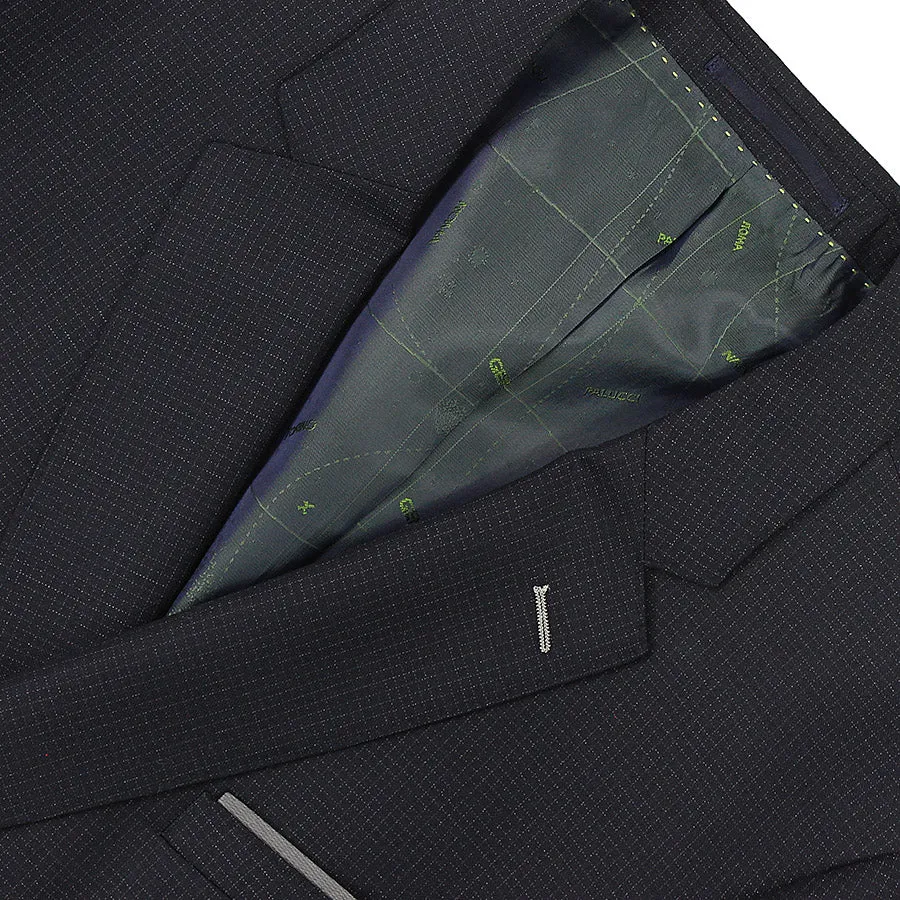 Remus Uomo - Slim Fit Microcheck Double Breasted Suit in Navy