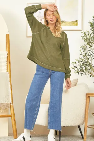 Reverse Stitching Brushed Thermal Tunic Top