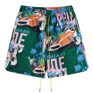 RHUDE X WEBSTER MIAMI RACING LINEN GRAND PRIX BUTTON UP Shorts