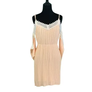 Romeo   Juliet Couture Peach Open Shoulder Short Sleeves Pleated Dress M