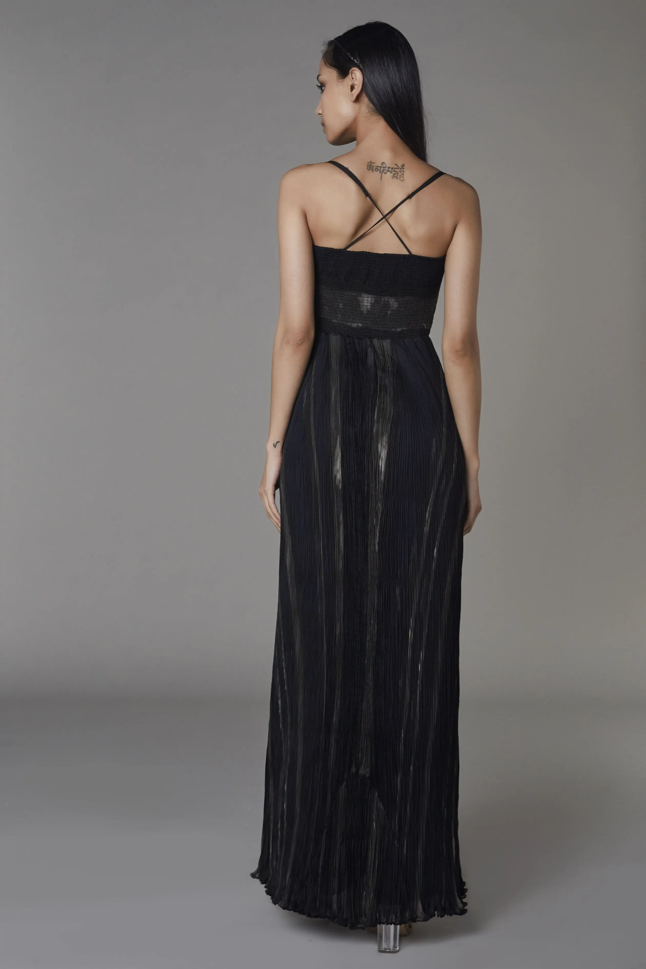 Saaksha & KinniÂ    I   Olive black bustier dress Chiffon Olive Black SS22075