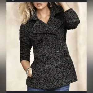 Sandro Sportswear jacket - gray/black leopard print double breasted blazer