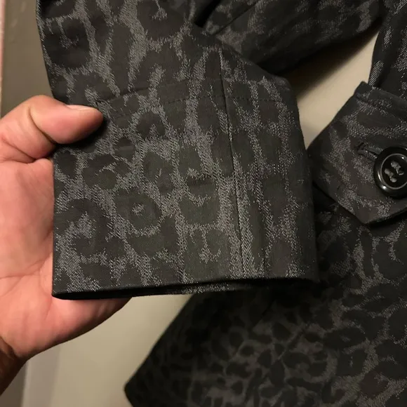 Sandro Sportswear jacket - gray/black leopard print double breasted blazer