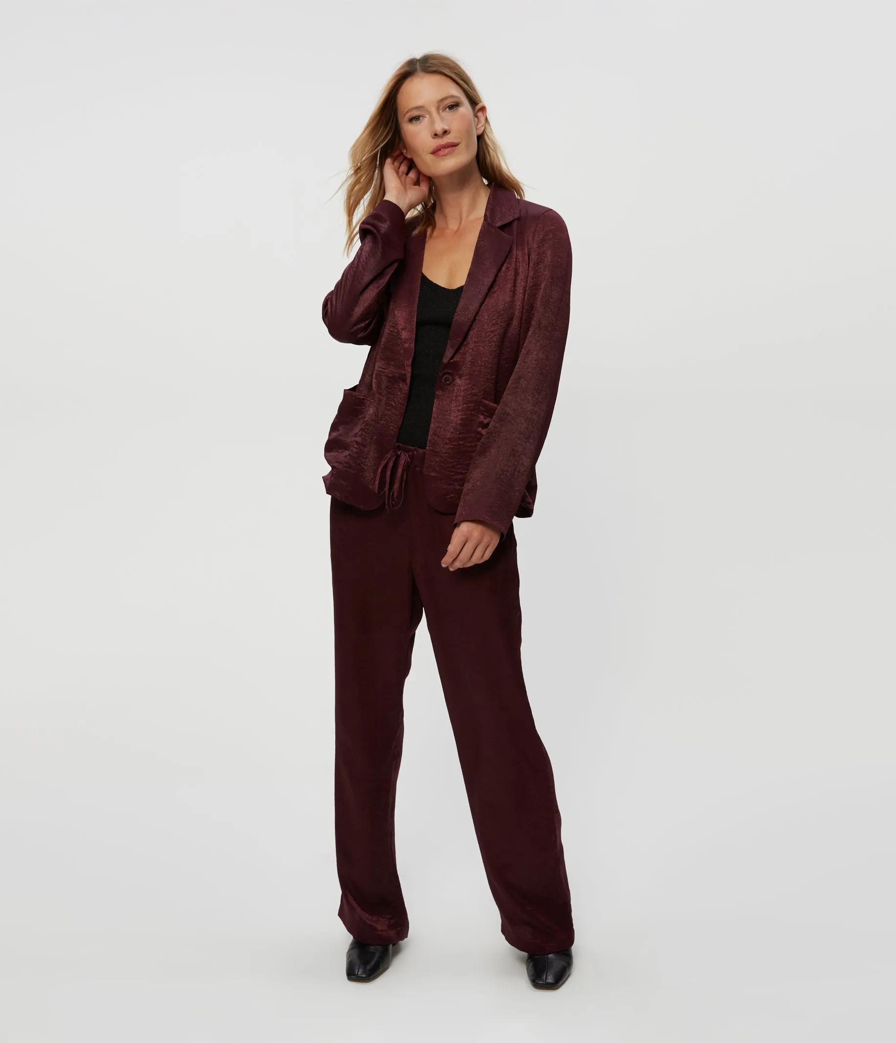 Sanji Hammered Satin Drawstring Pant